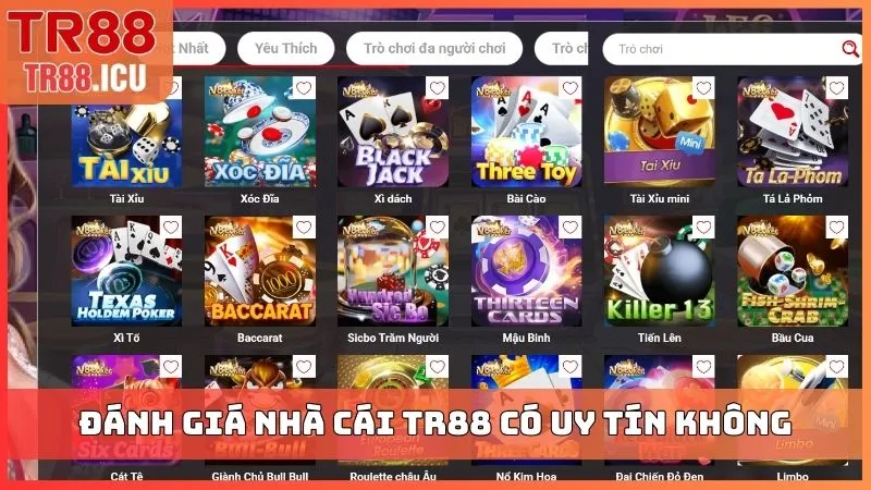 Đánh giá nhà cái TR88 có uy tín không